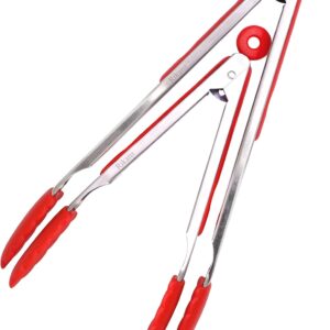 Stainless Steel Tongs with Silicone Tips and Built-in Stand Includes-9” inch and 12" inch Salad Tongs - Used with Cookware Sets and Kitchen Utensils